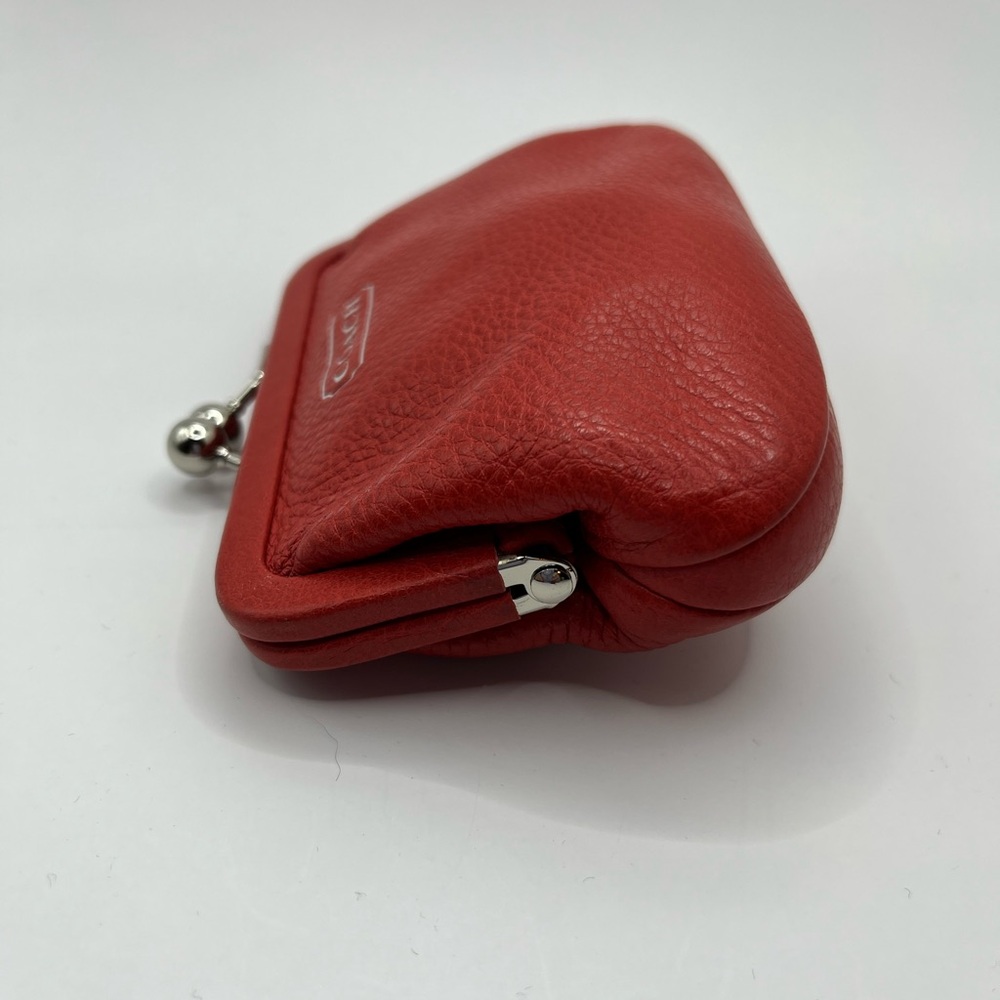 Coach Orange/Red Leather Kiss Lock Change Purse - Picture 6 of 9